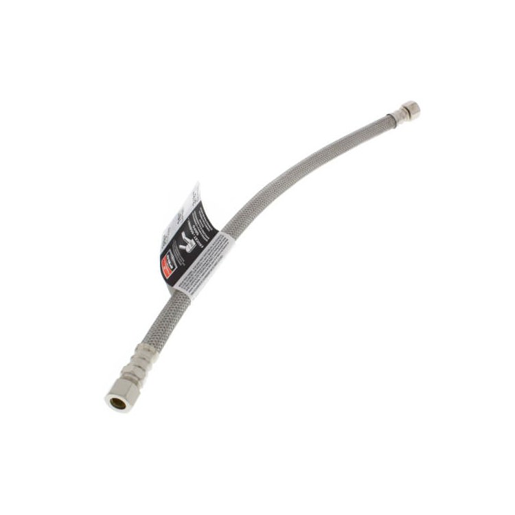 Fluidmaster Connettore Flessibile Per Lavastoviglie In Acciaio Intrecciato, Tubo Di Carico Acqua Da 3/8 Pollici A 3/8 Pollici, Lunghezza 48 Pollici (122 Cm), Con Gomito Incluso - 3