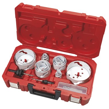 9-Piece Bi-Metal Hole Saw Set - Sizes 3/4" To 2-1/4" For Electricians, Plumbers, DIY